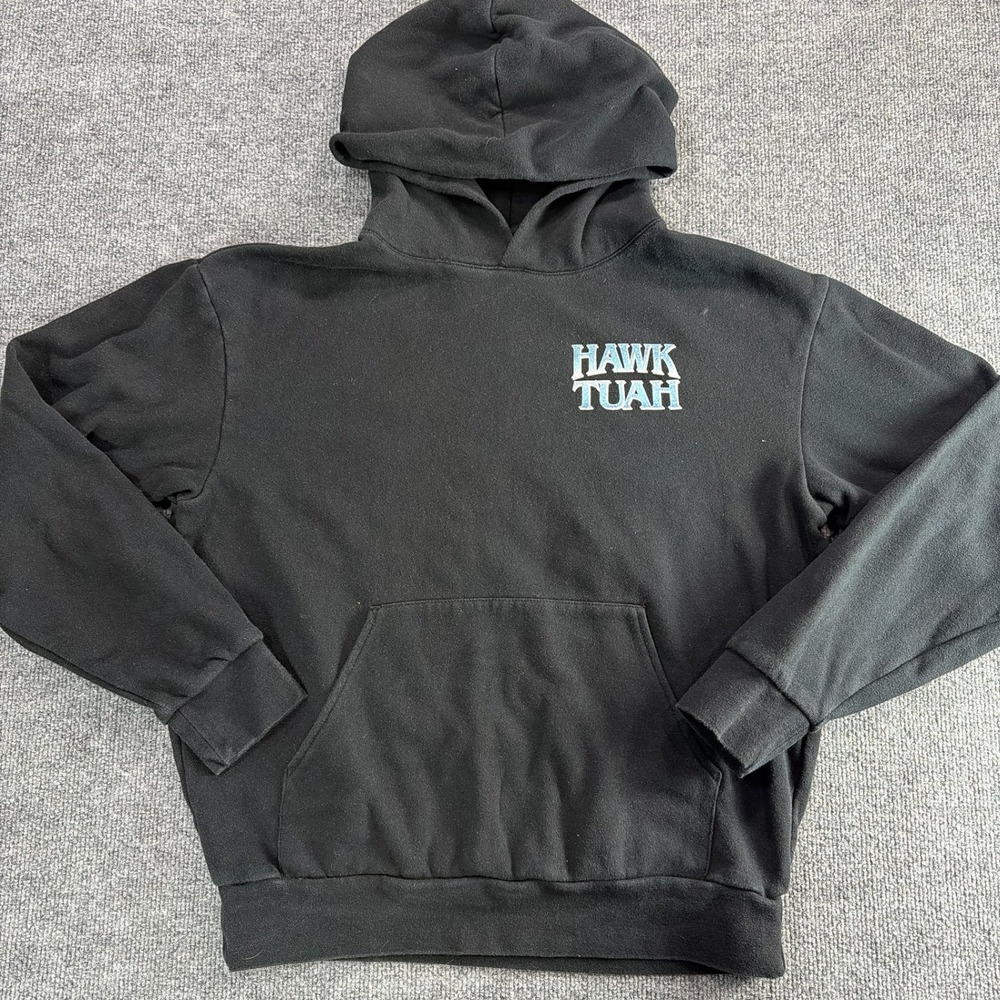 Hawk Tuah Black Hoodie Spit On That Thang Men Small Humor Halloween Sweater Fall